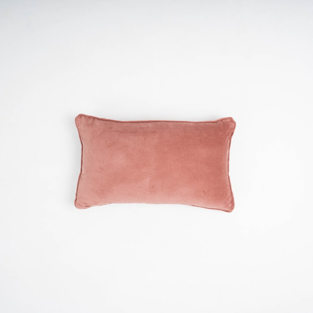 Almofada retangular 30x50 cm em veludo de algodão com estampa de rosetas - capa + enchimento