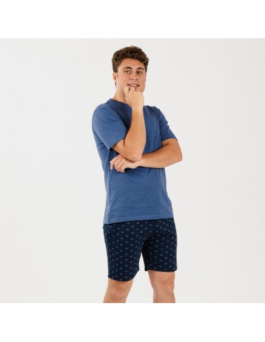 Pijama homem curto Alfredo azul indigo