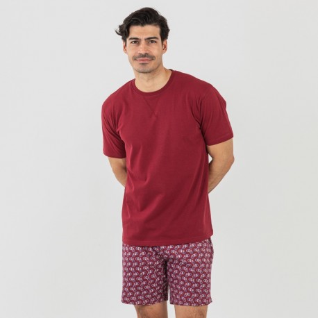 Pijama homem curto Benacity bordeaux