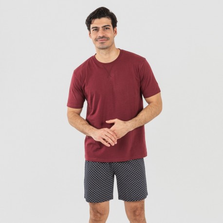 Pijama homem curto Boom bordeaux