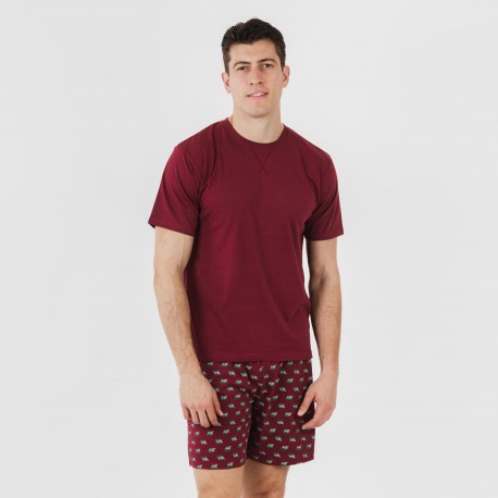 Pijama curto algodão homem Nino bordeaux