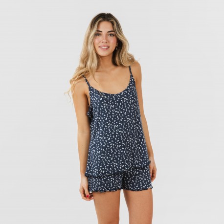 Pijama alças mulher soft Amalia azul marinho