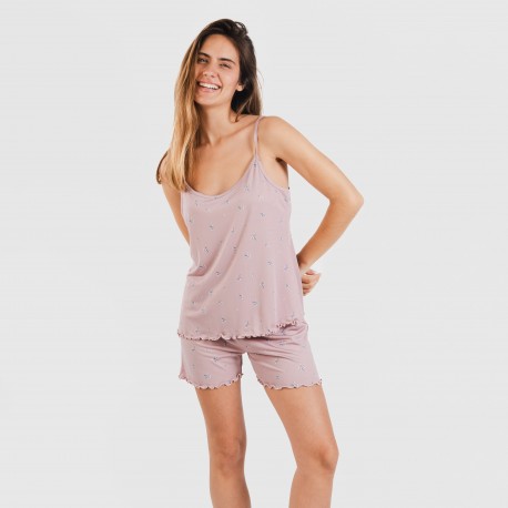 Pijama alças mulher soft Melanie malva