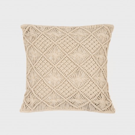 Almofada algodão macramé Nador natural 45x45