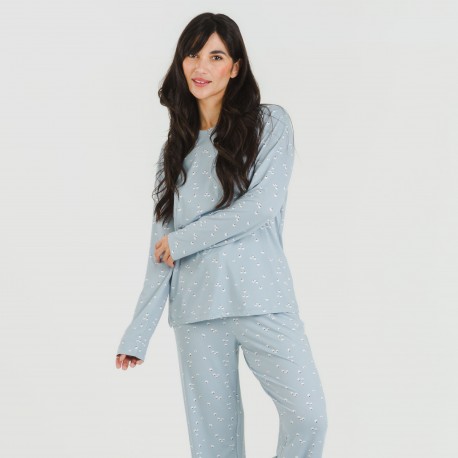 pijama mulher soft Tabitha azul indigo