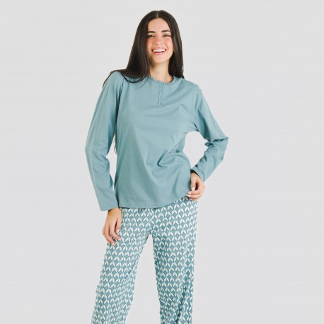 Pijama algodão Alino azul indigo