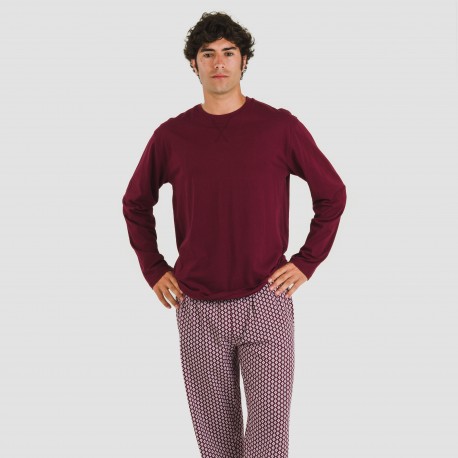 Pijama algodão homem Sassy bordeaux