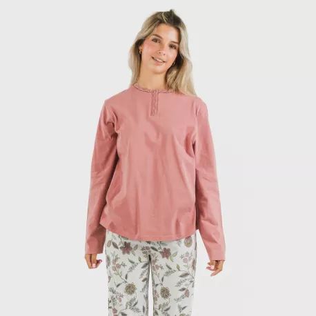 Pijama algodão Rosaura marsala