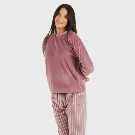 Pijama veludo Raya Astria malva rosa