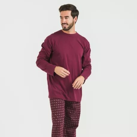 Pijama algodão homem Loui bordeaux