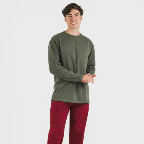 Pijama homem flanela Cuadro Edesia verde caça