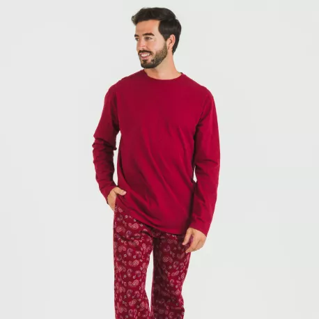 Pijama homem flanela Phylis bordeaux