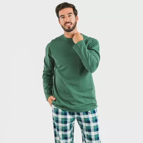 Pijama homem flanela Cuadro Ferni verde