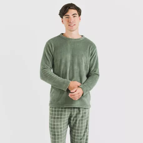 Pijama coral homem Cuadro Pruden verde caça