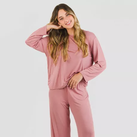 Pijama comprido viscosa mulher liso