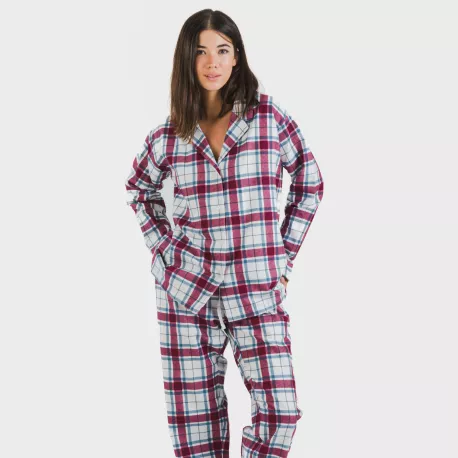 Pijama flanela com lapela mulher Cuadro Dalis beringela