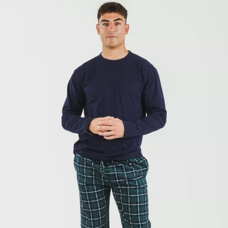 Pijama homem flanela Cuadro Ruz azul marinho