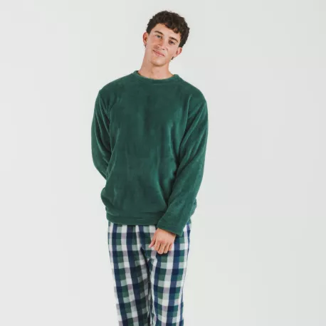 Pijama coral homem Cuadro Ferni  verde