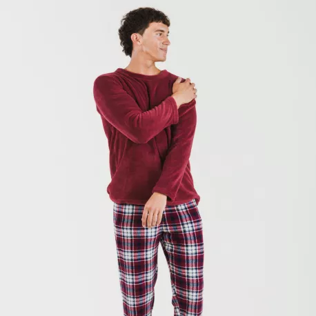 Pijama coral homem Cuadro Dido bordeaux