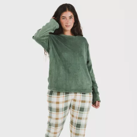 Pijama coral Cuadro Noric verde