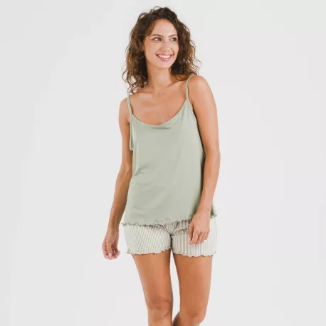 Pijama alças mulher soft Raya Leia verde caça