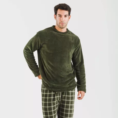 Pijama coral homem Cuadro Nitari verde caça