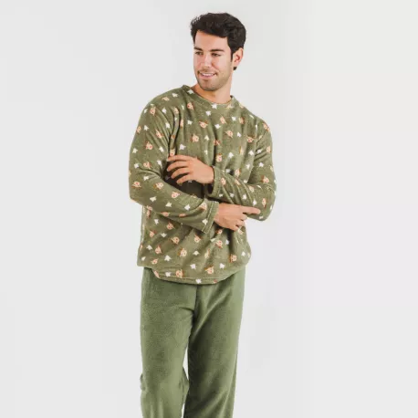 Pijama coral homem Tatini verde caça