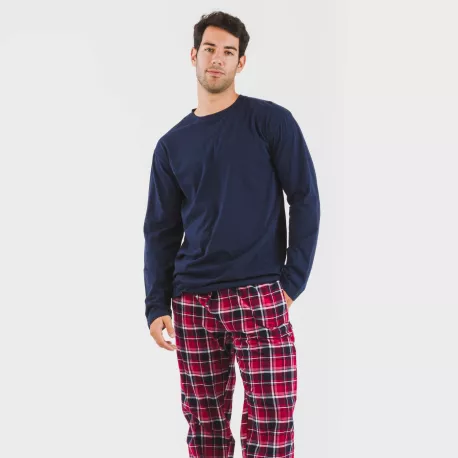 Pijama homem flanela Cocoro azul marinho