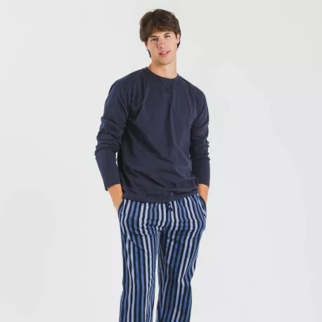 Pijama homem flanela Raya Vinicius azul