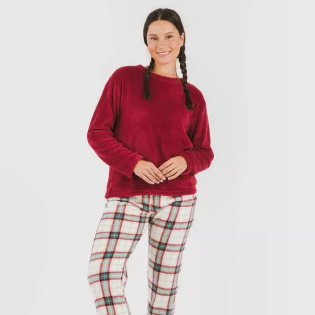 Pijama coral Cuadro Fiorile bordeaux