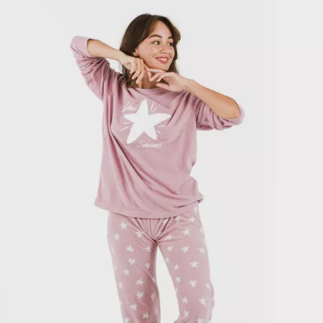 Pijama polar Iconic malva rosa