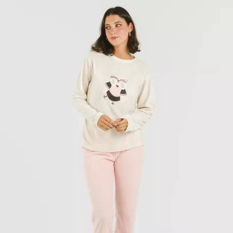 Pijama polar Buho rosa palo