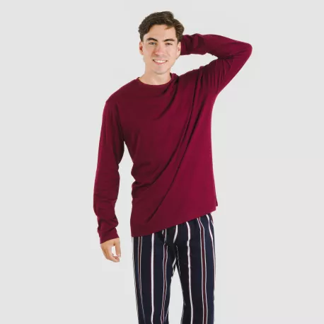 Pijama algodão homem Lucio bordeaux