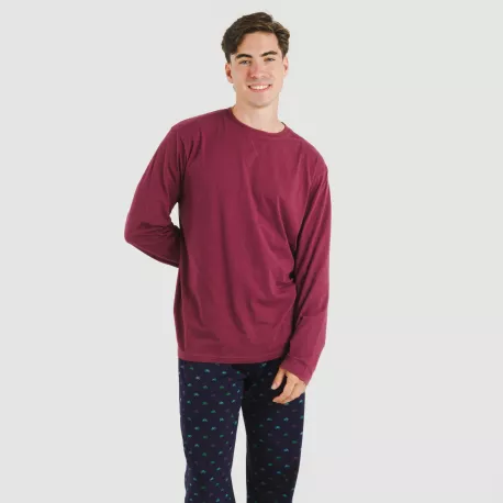 Pijama algodão homem Savino bordeaux