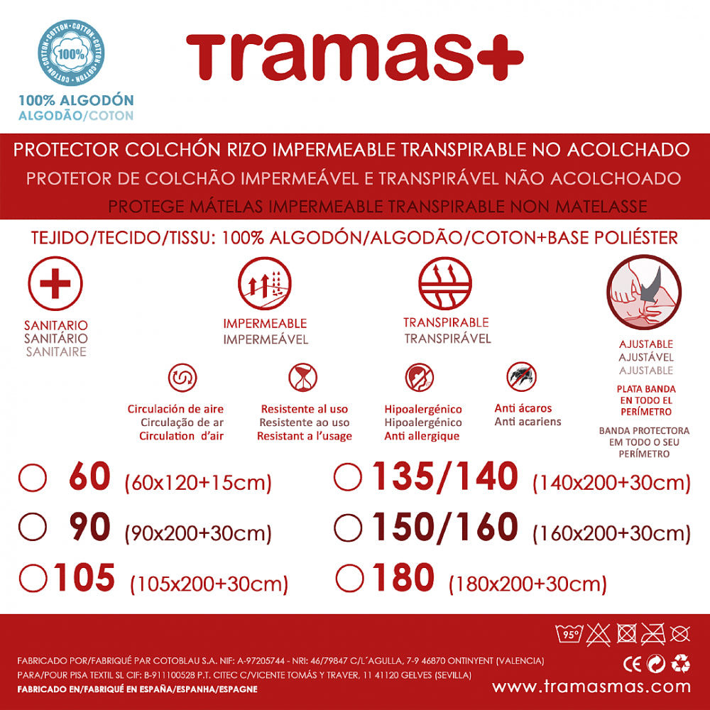 Protetor de colchão impermeável em tecido atoalhado
