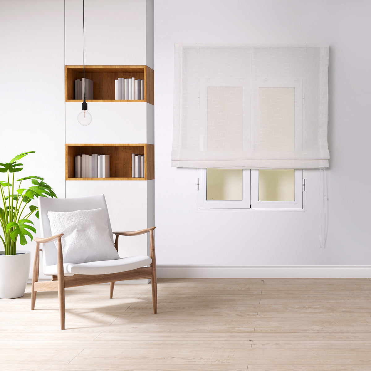 Cortina romana Morris bege com cordão