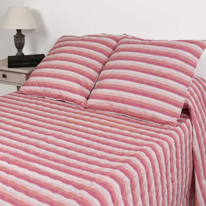 Colcha Nuria rosa listrada
