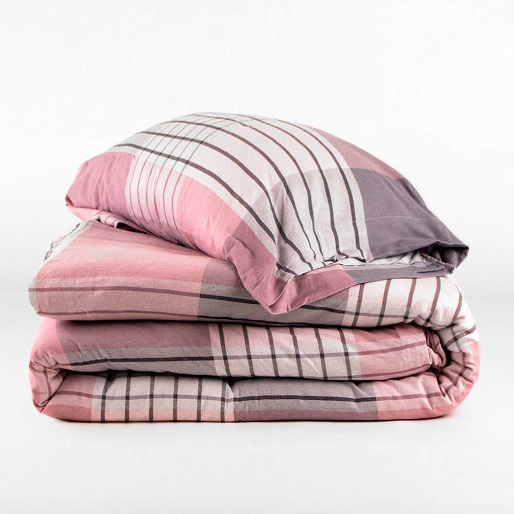 Capa de edredão flanela Cuadro Vanesa malva rosa