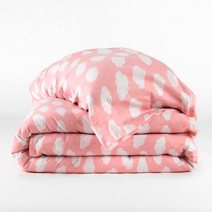 Capa de edredom de flanela rosa nuvem para solteiro