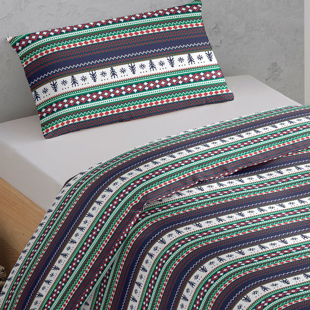 Capa de edredom de algodão natalina para solteiro