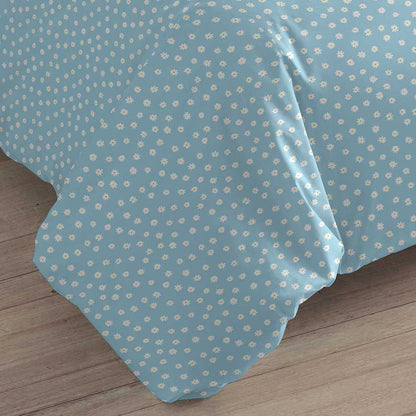 Capa de edredom de solteiro em algodão azul claro