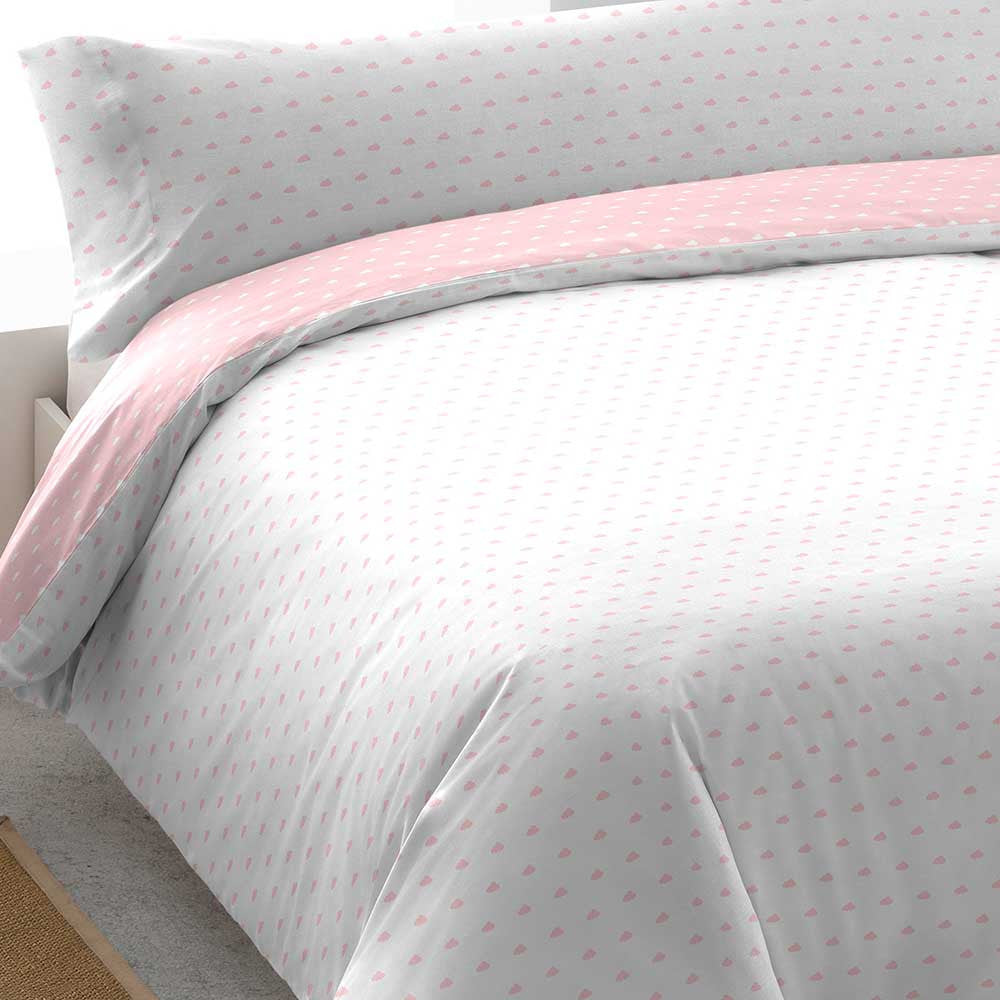 Capa de edredom de algodão rosa Nubecita para solteiro