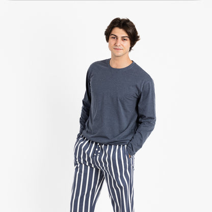 Pijama masculino de flanela azul Palermo
