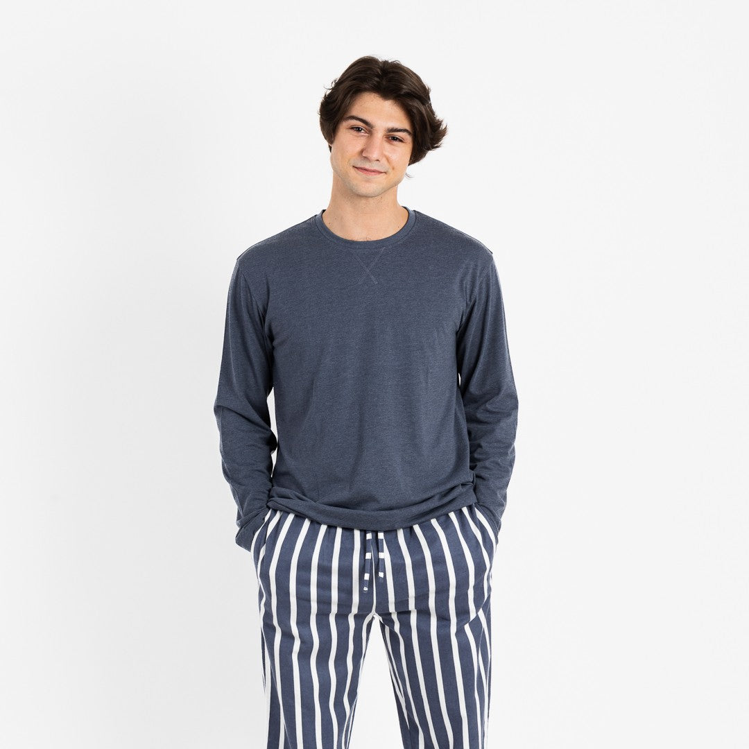 Pijama masculino de flanela azul Palermo