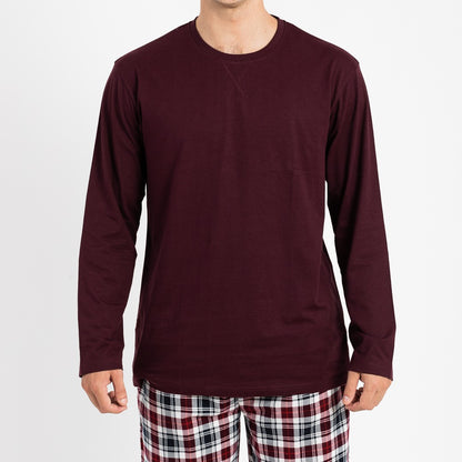 Pijama de flanela masculino Bernardo na cor bordô.