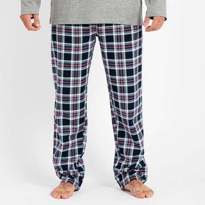 Pijama masculino de flanela, estampa xadrez Wells, cinza