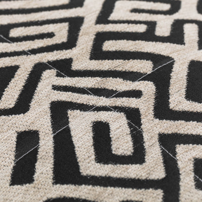 Colcha Arzai em chenille jacquard bege - preto - 120g