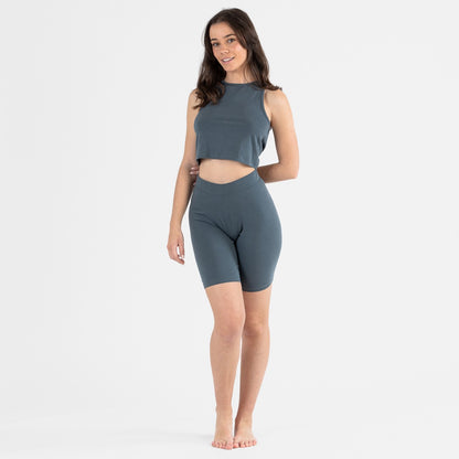 Conjunto de moletom feminino azul-petróleo com calças culote