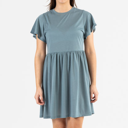 Camisola de dormir azul-petróleo de mangas curtas