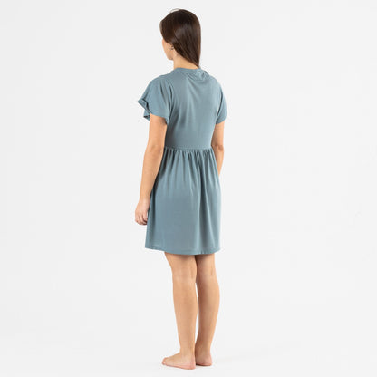 Camisola de dormir azul-petróleo de mangas curtas